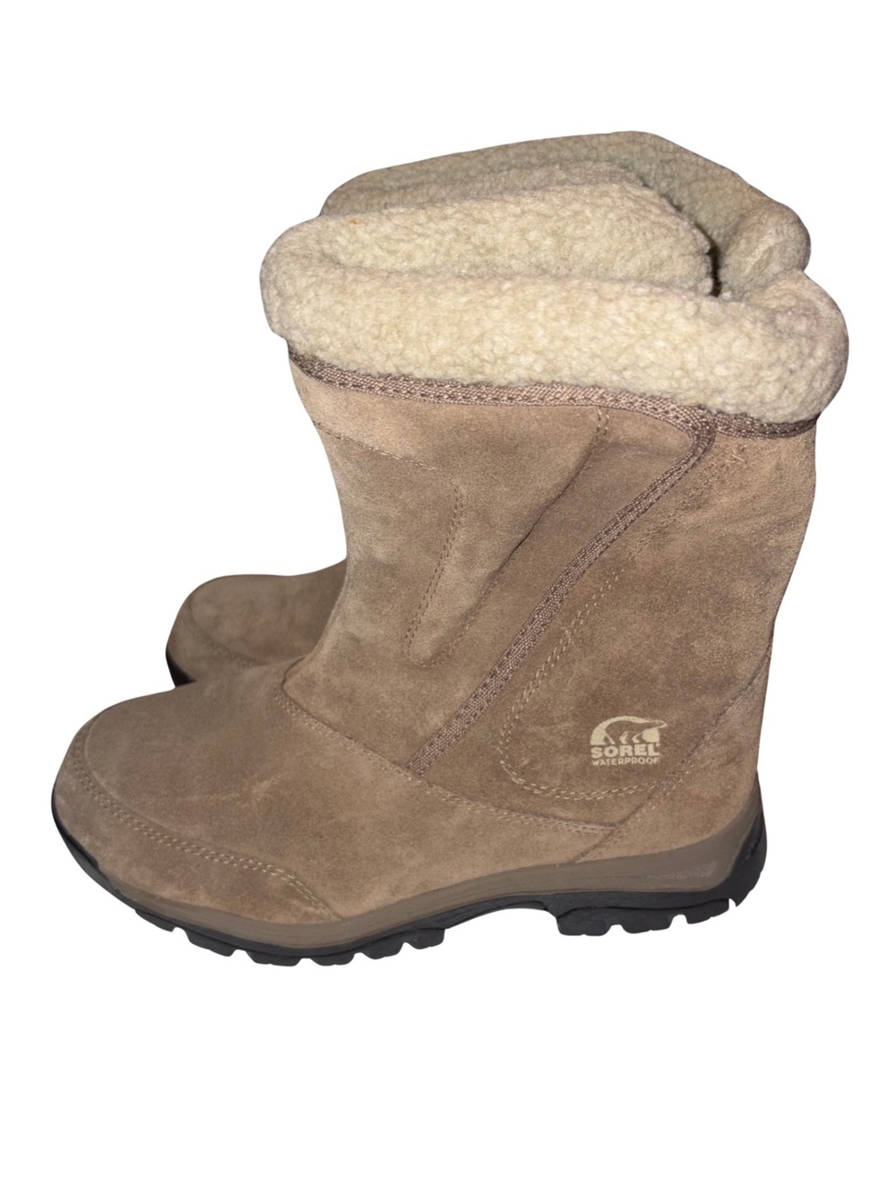 Sorel Water Fall Waterproof Suede Winter Boots Tan Women’s Size 10